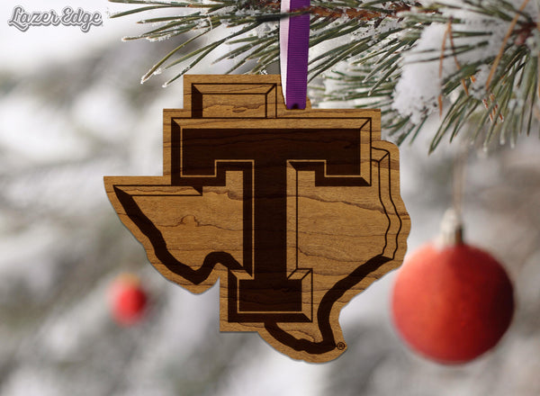 Tarleton State University Texas Logo Ornament – Crafted from Cherry and Maple Wood – Tarleton Texans