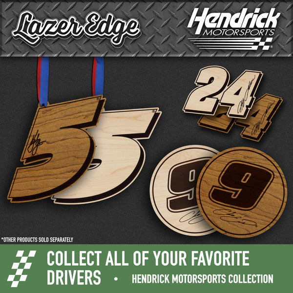 Chase Elliott #9 Wooden Coaster 4-Pack | Crafted from Cherry and Maple Wood | Made in USA | Officially Licensed by Hendrick Motorsports