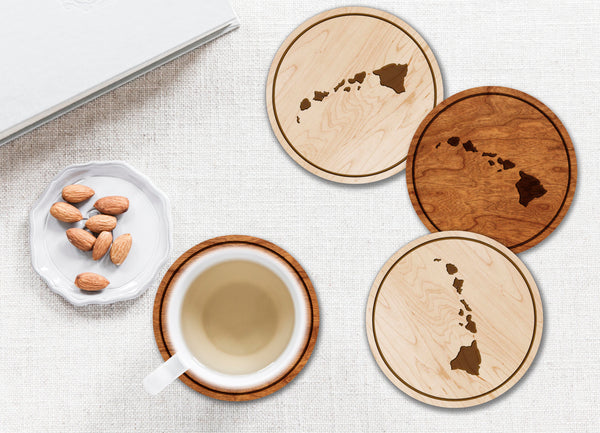 State Silhouette Coaster Hawaii
