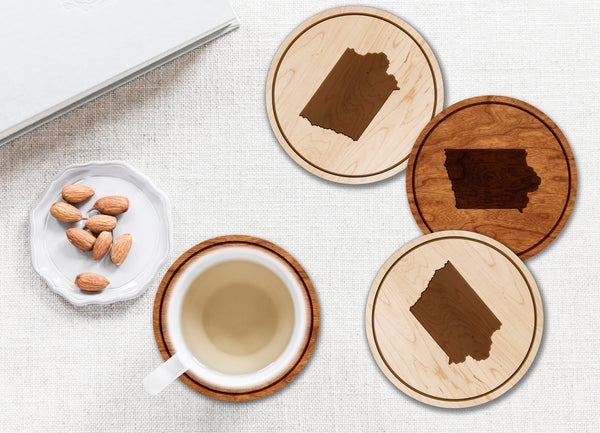 State Silhouette Coaster Iowa
