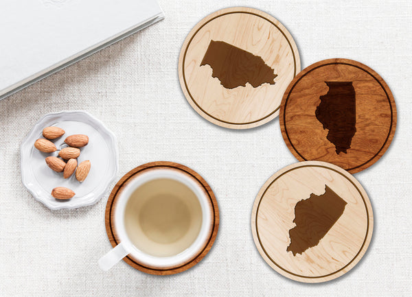 State Silhouette Coaster Illinois