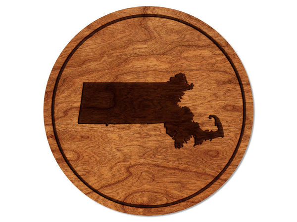 State Silhouette Coaster Massachusetts