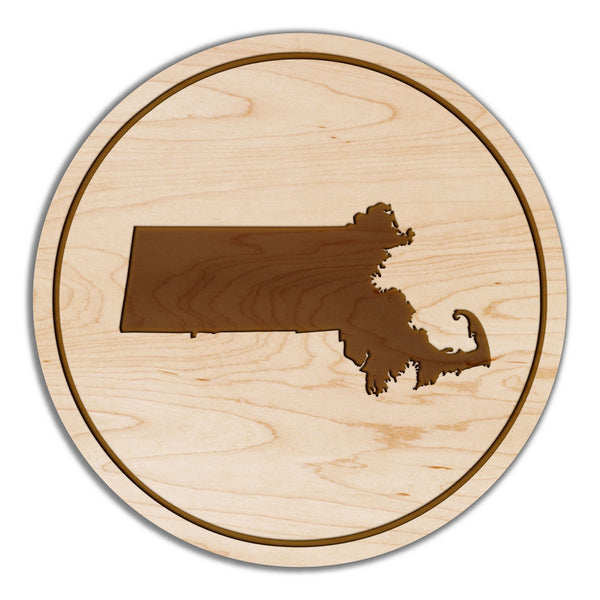 State Silhouette Coaster Massachusetts