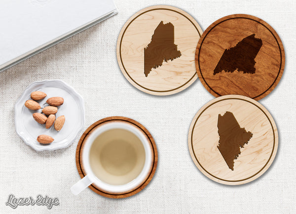 State Silhouette Coaster Maine