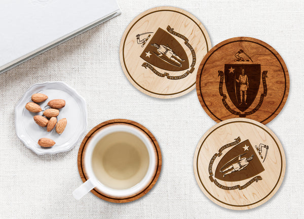 State Flag Coaster Massachusetts