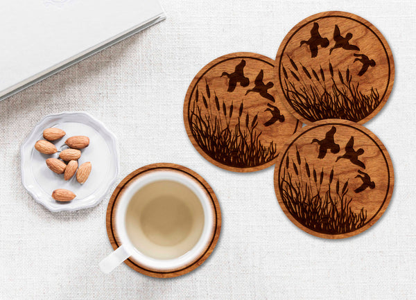 Duck Hunting Coaster Ducks over Cattails