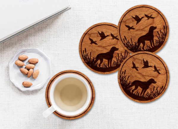 Duck Hunting Coaster Dog and Ducks