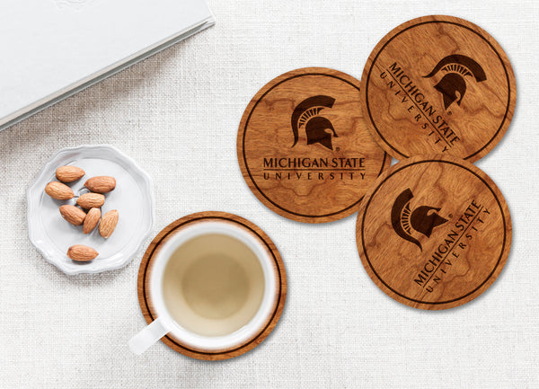 Michigan State University Coaster Helmet with Text