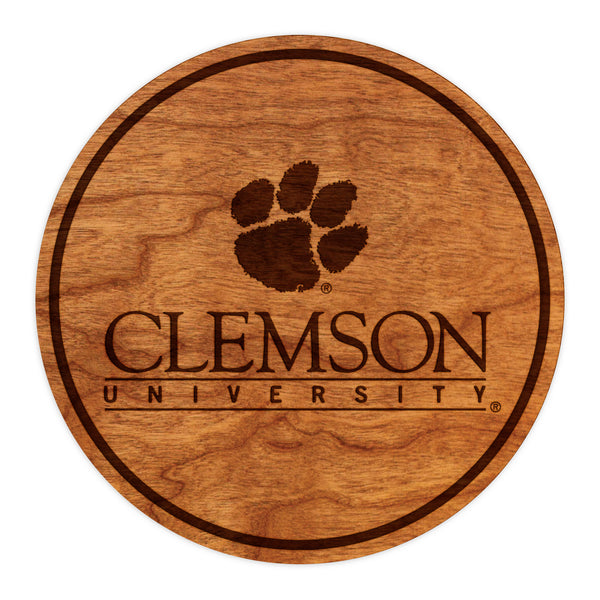 Clemson Coaster Tiger Paw and Name