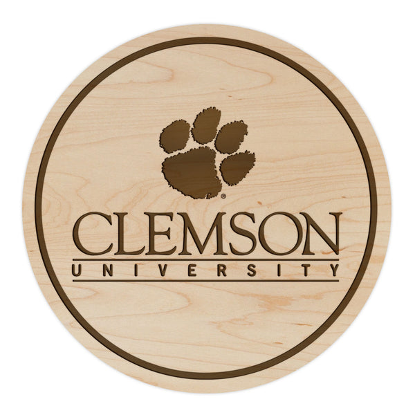 Clemson Coaster Tiger Paw and Name