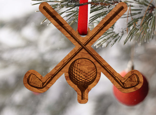 Golf Ornament Clubs Ball and Tee