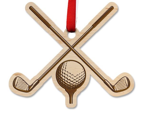 Golf Ornament Clubs Ball and Tee