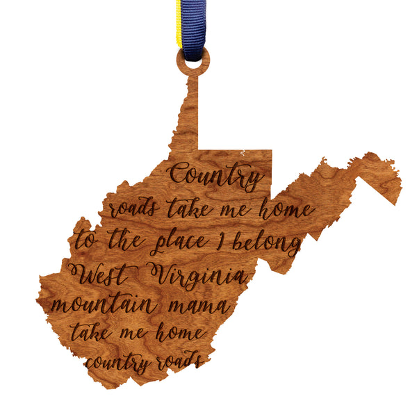 State Map Ornament Take Me Home WV