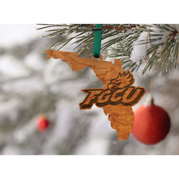 Florida Gulf Coast University Ornament FGCU Logo on State
