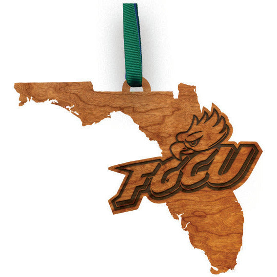 Florida Gulf Coast University Ornament FGCU Logo on State