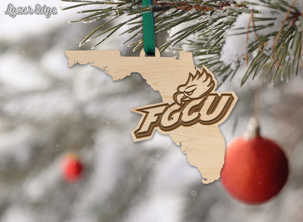 Florida Gulf Coast University Ornament Logo on State