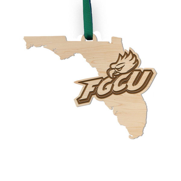 Florida Gulf Coast University Ornament Logo on State