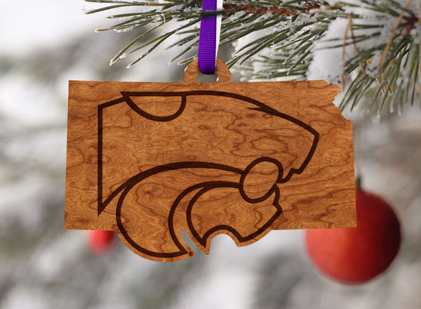 Kansas State University Ornament Wildcat on State