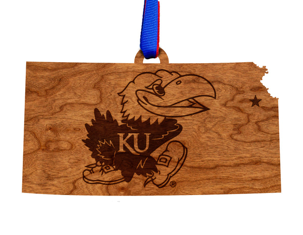 Kansas University Ornament Jayhawk on State