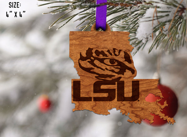 LSU Ornament Tiger Eye on State