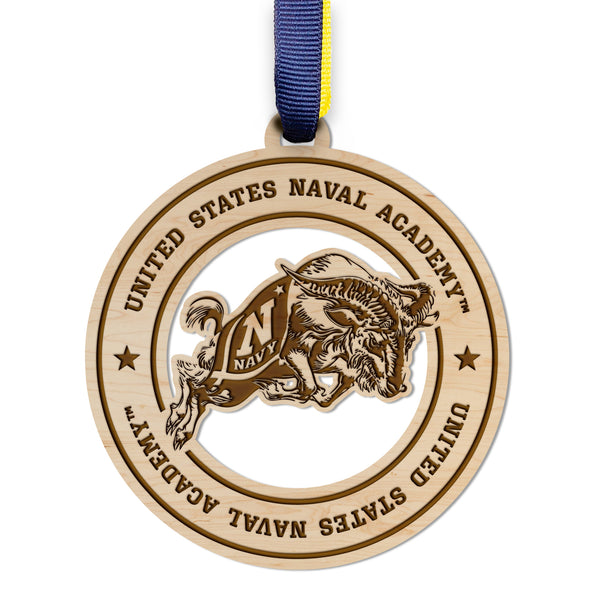 US Naval Academy Ornament Circle Charging Ram