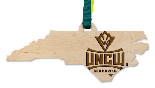 UNC Wilmington Ornament UNCW Logo on State