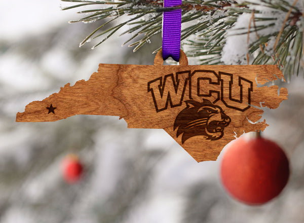 Western Carolina University Ornament WCU Logo on State