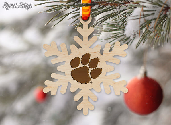 Clemson Ornament Tiger Paw Snowflake