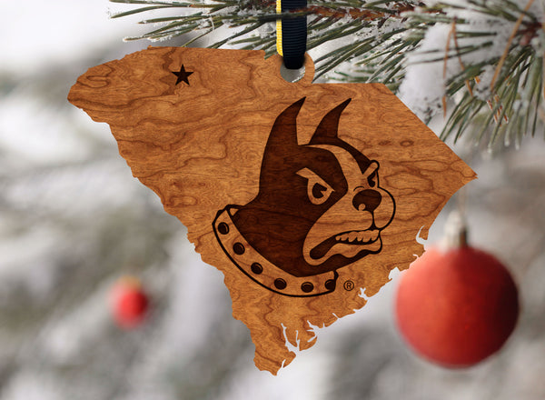 Wofford College Ornament Terrier on State