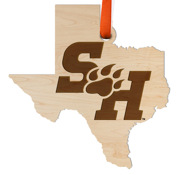 Sam Houston State Ornament SH Paw on State
