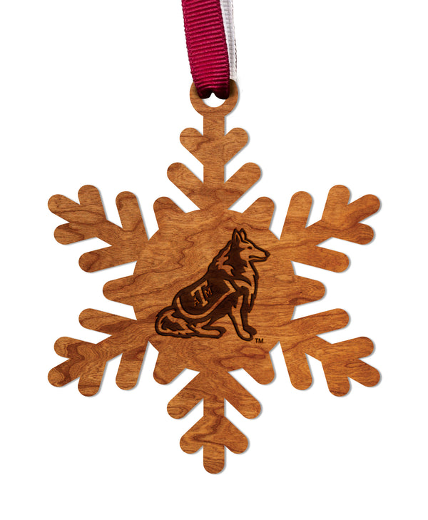 Texas A&M Ornament Dog Snowflake
