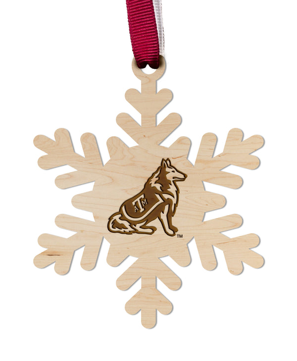 Texas A&M Ornament Dog Snowflake