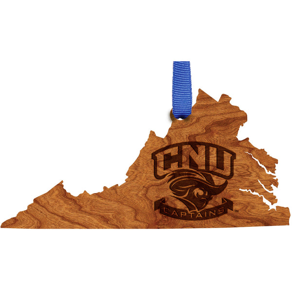 Christopher Newport University CNU Captains on Virginia Outline  Ornament