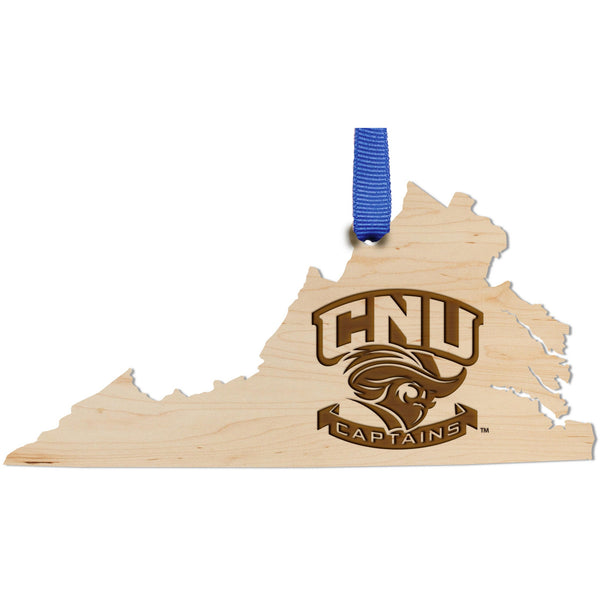 Christopher Newport University CNU Captains on Virginia Outline  Ornament