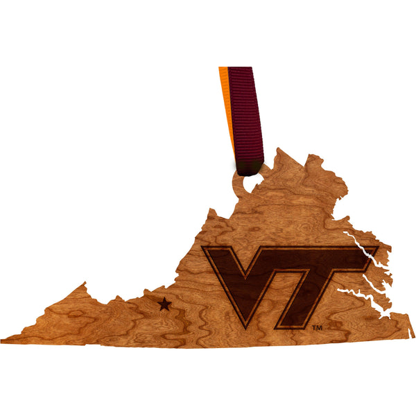 Virginia Tech Ornament VT on State