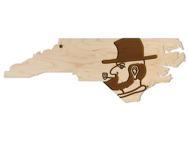 Appalachian State Magnet App State NC Outline with Yosef Head
