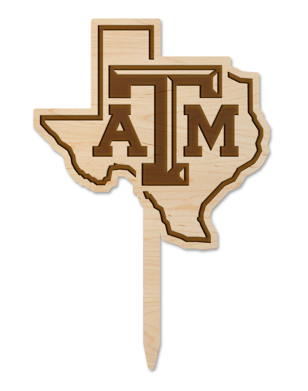 Texas A&M Cake Topper AM State Map with Block TAM Cake Topper