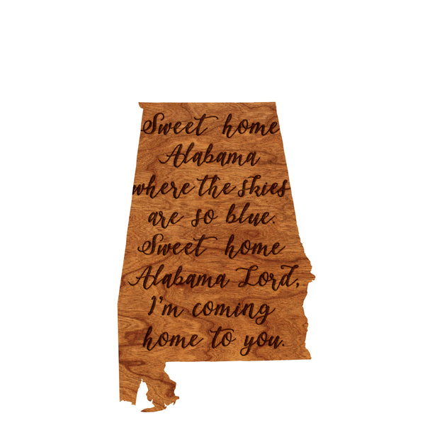 State Map Wall Hanging Sweet Home Alabama