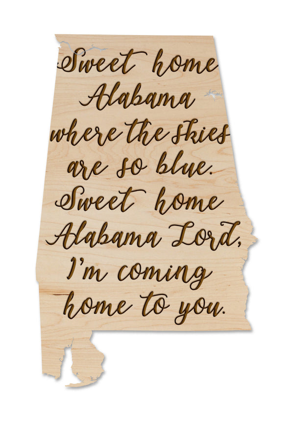 State Map Wall Hanging Sweet Home Alabama