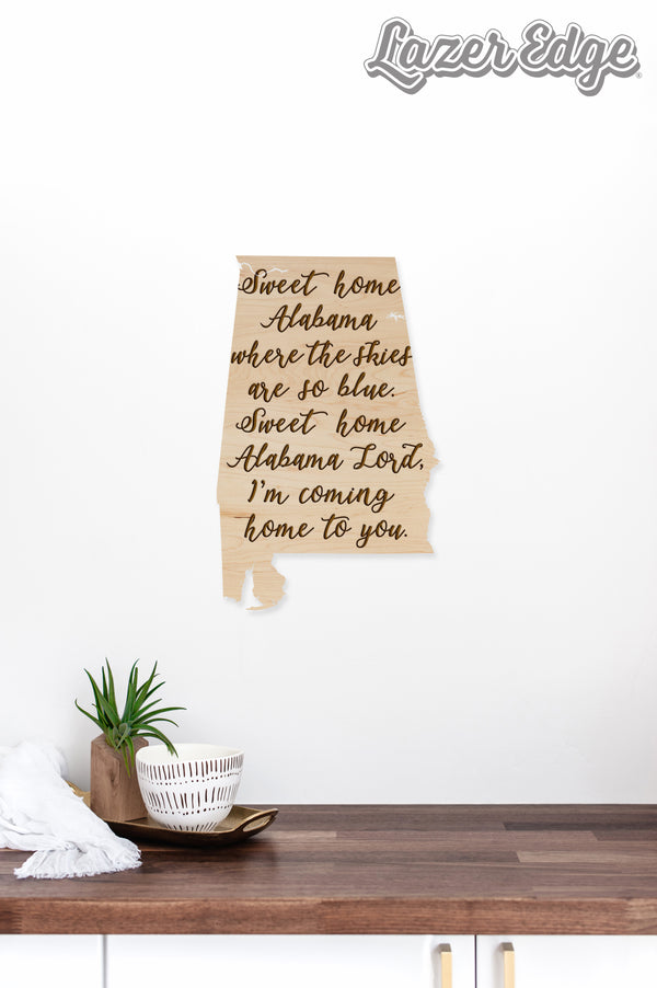 State Map Wall Hanging Sweet Home Alabama