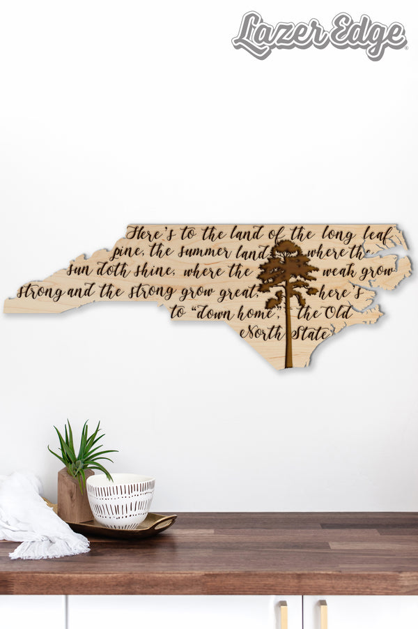 State Map Wall Hanging Long Leaf Pine Tree