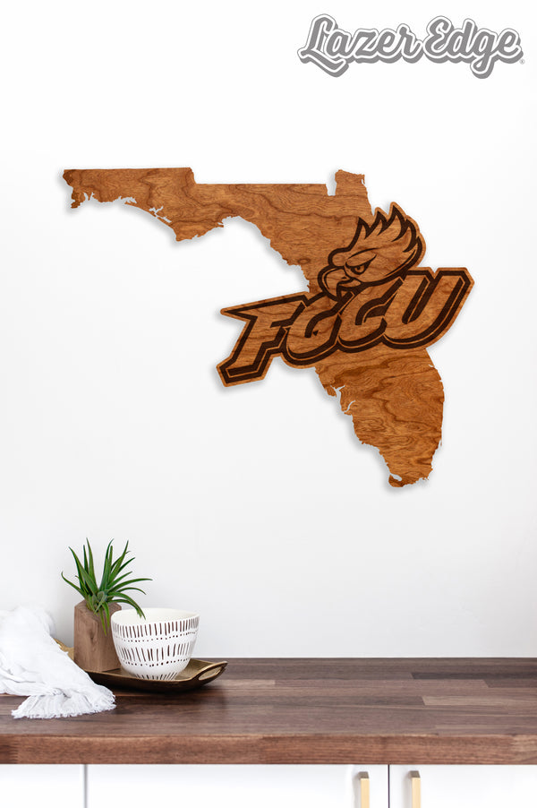 Florida Gulf Coast University Wall Hanging FGCU Logo on State