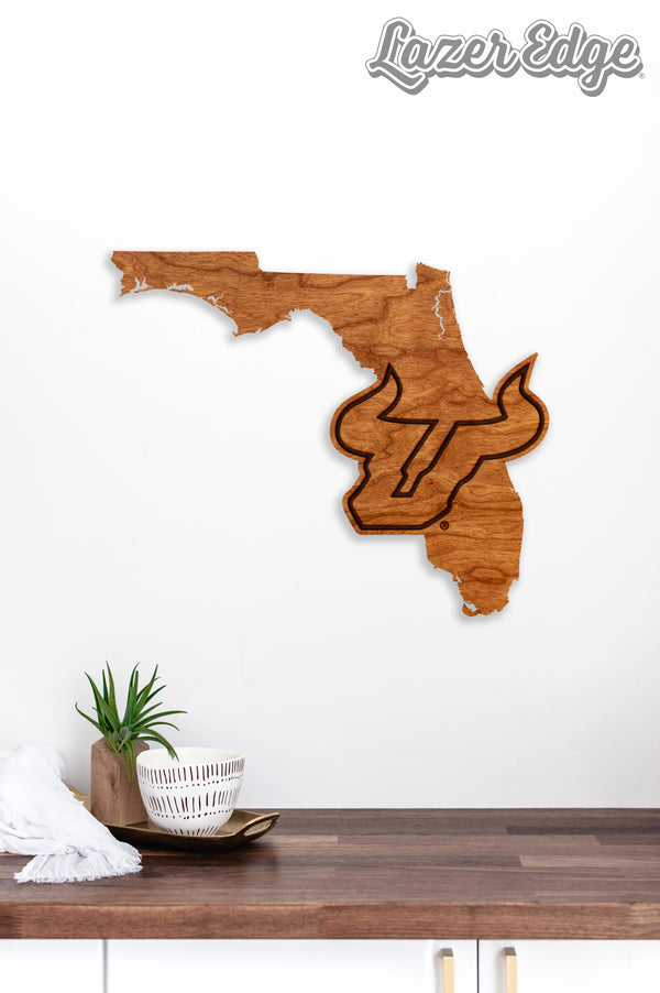 USF (South Florida) Wall Hanging Bull Head on State