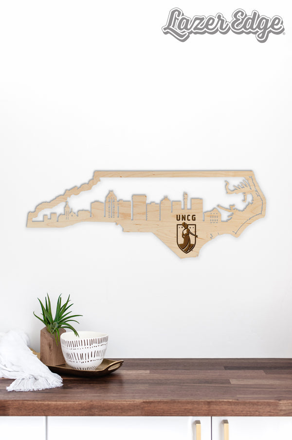 UNC-Greensboro Wall Hanging UNCG Institution Mark on Greensboro Skyline