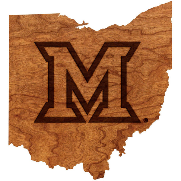 University of Miami Ohio M on Ohio Outline   Wall Hanging