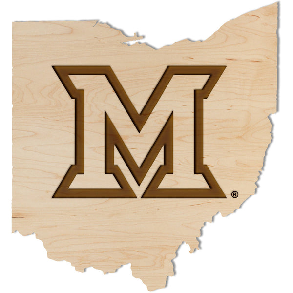 University of Miami Ohio M on Ohio Outline   Wall Hanging