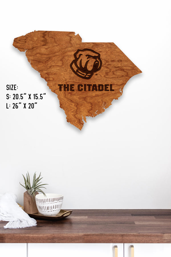 Citadel Wall Hanging The Citadel SC State Shape Bulldog with The Citadel Standard