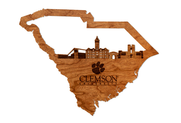 Clemson Wall Hanging Clemson Skyline on Outline