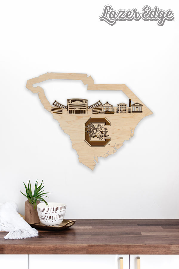 South Carolina Wall Hanging Skyline on Outline