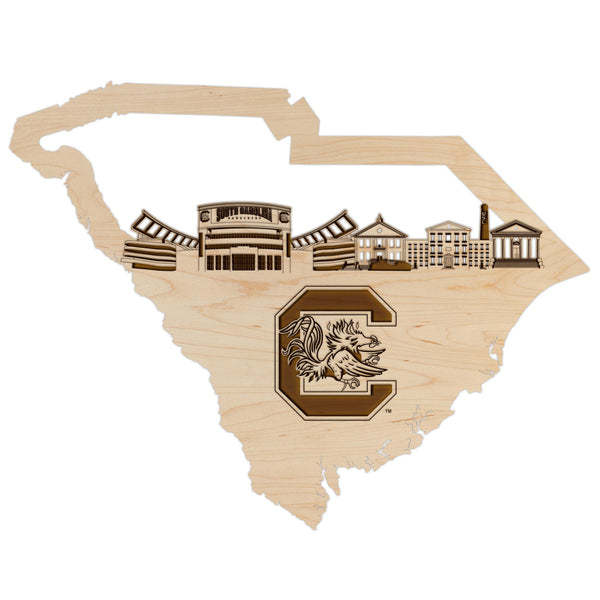 South Carolina Wall Hanging Skyline on Outline
